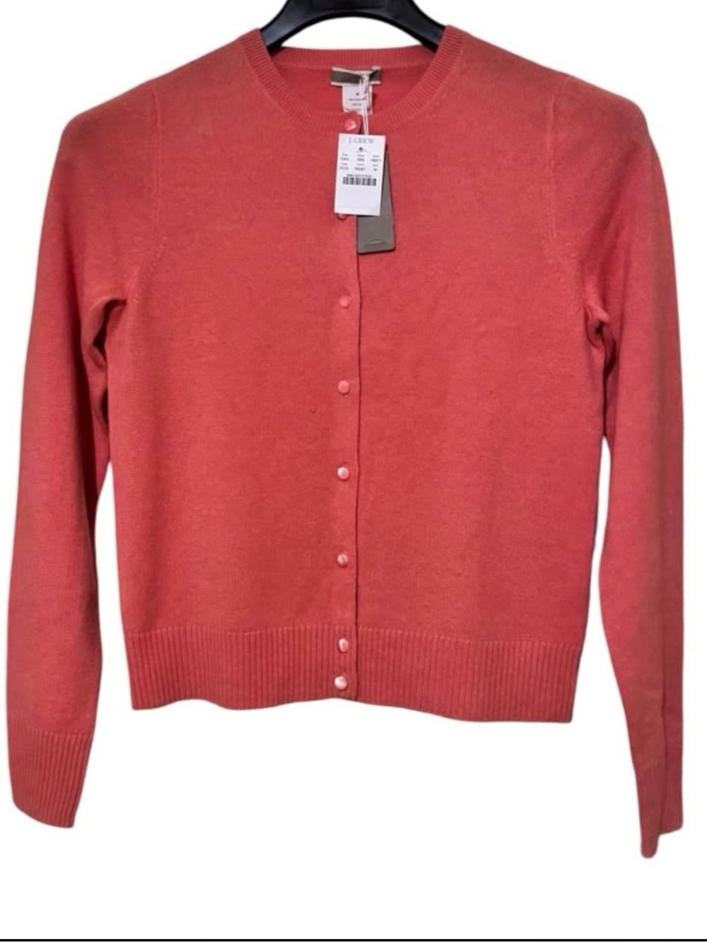 J. Crew Holiday 2010 Bright Coral 100% Cashmere Cardigan Sweater Sz M NWT $175